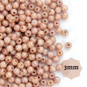 3 mm Tschechische Runde Glasperlen Chalk Terakota Pink, 120 Stück oder 600 Stück