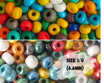 1/0 (6.6mm) Colorful Czech Glass Seed Beads Mix Preciosa Large Hole Macrame Czech Beads