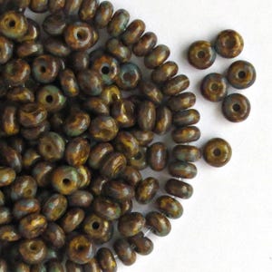 Picasso Yellow Czech Glass Beads Rondelle 4mm 120pcs or 600 pcs Glass Spacer Beads