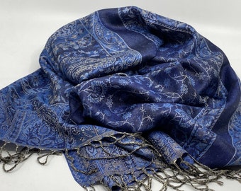 Blue: Fine silk scarf