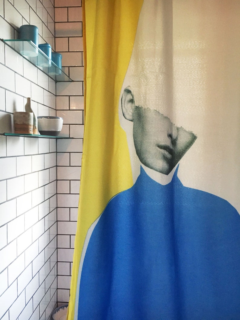 Shower Curtain Unique Collage Artwork Made by Canadian Artist Etsy