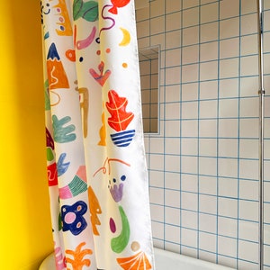 Quality unique shower curtain with colourful original pattern, polyester water resistant and washable, 71 x 71, cool mother's day gift