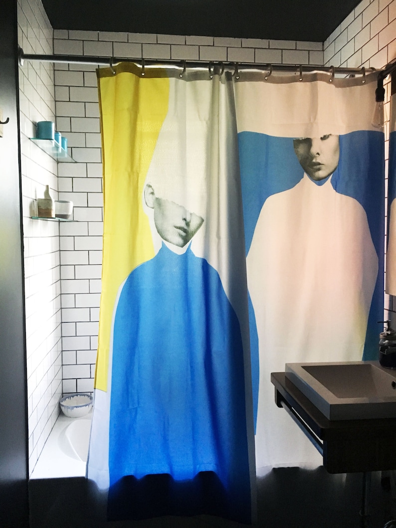 Shower Curtain Unique Collage Artwork Made by Canadian Artist Etsy