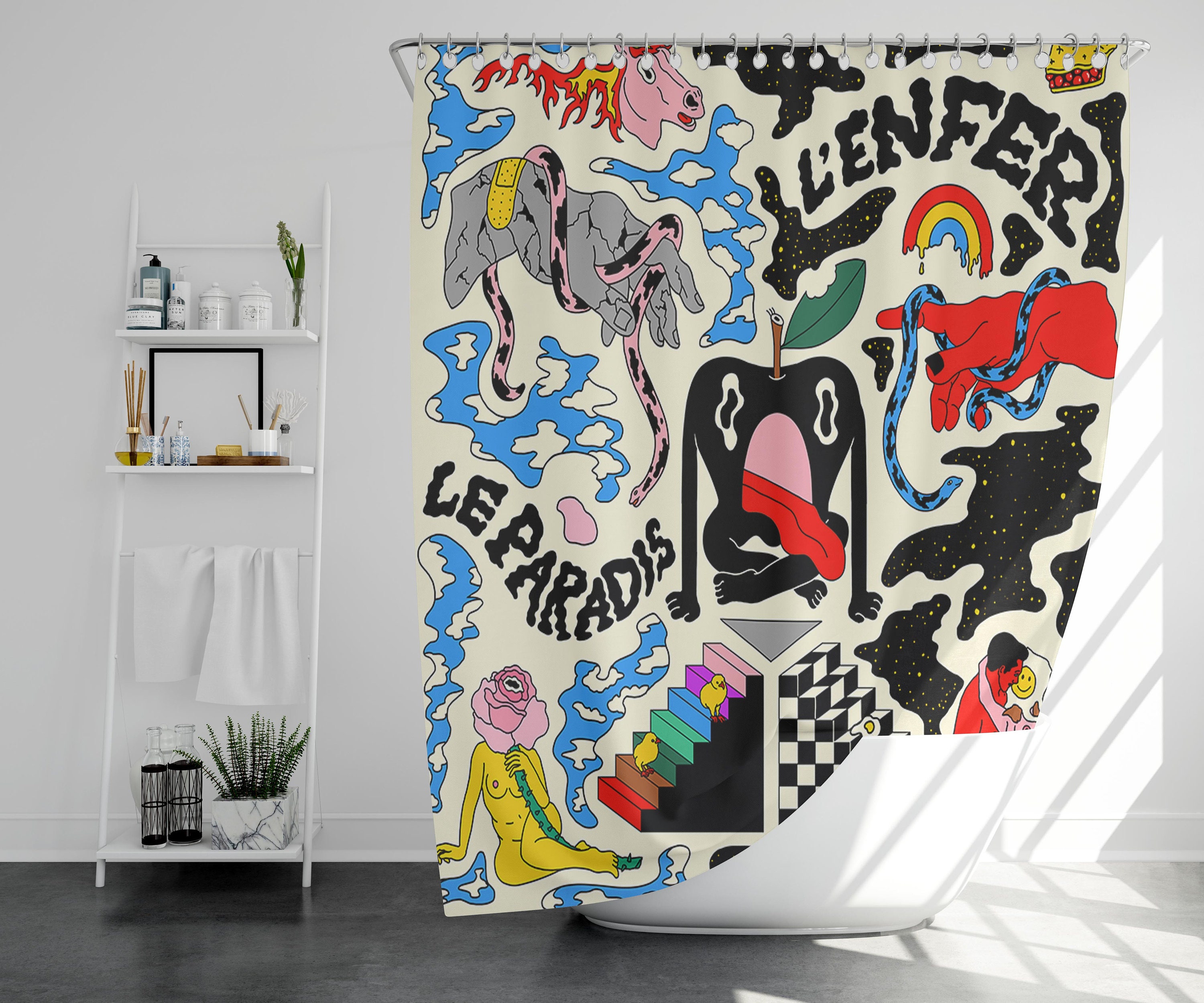 Unique Shower Curtain With Original Pattern Water Resistant - Etsy Canada