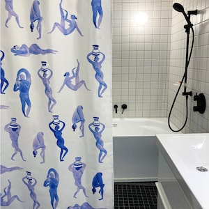 White and violet blue bathing beautiful hight quality shower curtain, water resistant and washable, 71 x 71, perfect mother&#39;s day gift