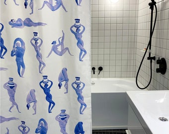 White and violet blue bathing beautiful hight quality shower curtain, water resistant and washable, 71 x 71, perfect mother&#39;s day gift