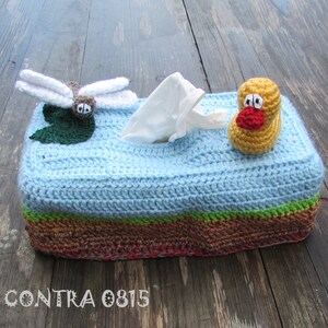 Duck pond tissue box - cover duckling and dragonfly