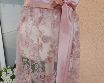 Delantal Dirndl de encaje rosa viejo