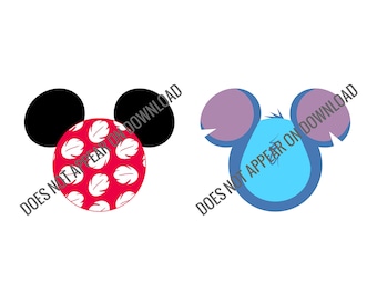 Lilo and Stitch decorated mouse ears silhouettes - for t-shirt printing