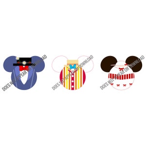 Mary Poppins characters decorated mouse ears silhouettes - for t-shirt printing