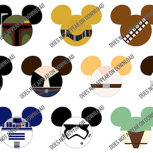 Met Star Wars (originele trilogie) versierd silhouet muizenoren - om op T-shirts te drukken