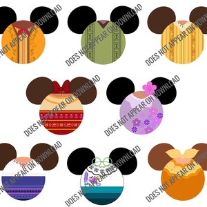 Encanto characters decorated mouse ears silhouettes - for t-shirt printing
