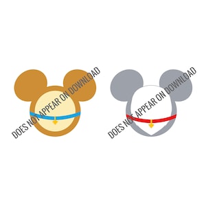 Lady and the Tramp decorated mouse ears silhouette - for t-shirt printing