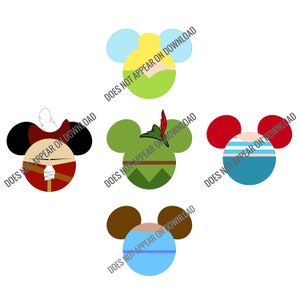 Peter Pan characters decorated mouse ears silhouettes - for t-shirt printing