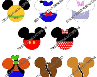 Klassische Micky Maus Figuren verzierte Mausohren Silhouetten - zum T-Shirt Druck