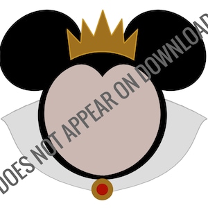 Queen Grimhilde, Evil Queen, Snow White and the 7 Dwarfs decorated mouse ears silhouette - for t-shirt printing