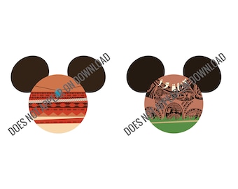 Moana Characters decorated mouse ears silhouettes - for t-shirt printing