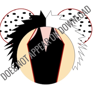 Cruella de Vil decorated mouse ears silhouette - for t-shirt printing
