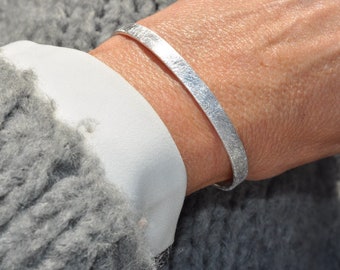 Brushed sterling silver bangle