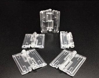 Clear Acrylic Plastic Folding Door Hinge set pair 2" x 1 1/2" hinges for lids doors cabinets containers storage boxes Jewelry replacement