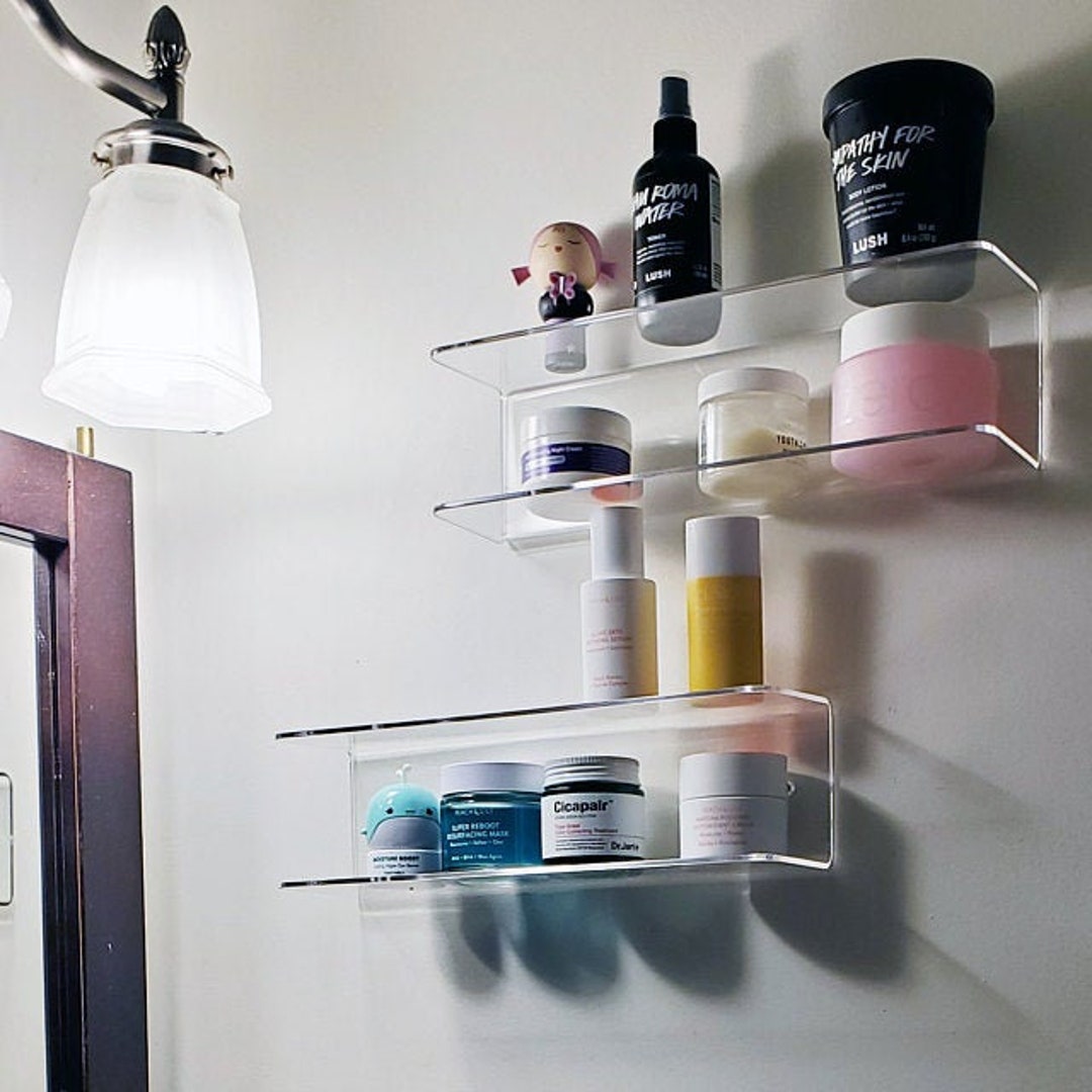 Organize It All Acrylic 3 Bar Towel Rack with Bottom Shelf