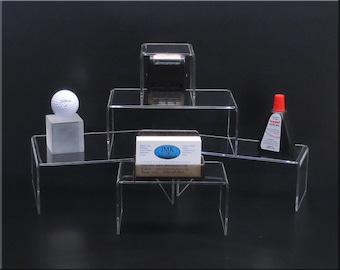 Elevadores de exhibición de acrílico transparente: soportes de estante pulidos, juego de 5