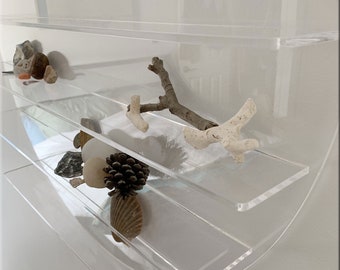 Estantes de exhibición redondos y circulares de acrílico transparente para montaje en pared, ideales para mantener organizados los espacios en el hogar, el baño, la oficina, el salón de belleza o cualquier otro tipo de estantería.