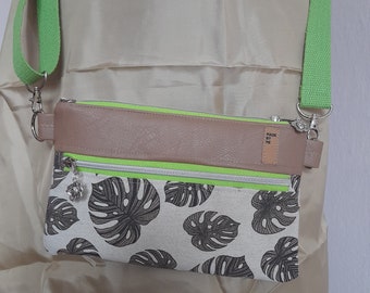 Shoulder bag small brown faux leather beige green bag