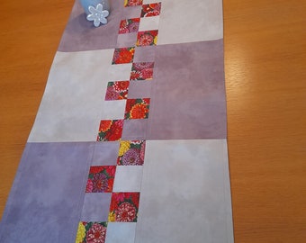 Table runner patchwork lilac-grey-beige blanket