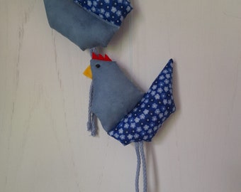 Window decoration chickens medium blue-blue