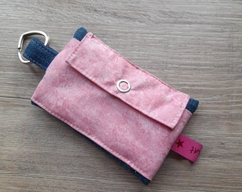 Keychain jeans upcycling blue pink purse