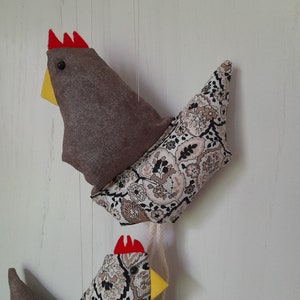 Window decoration chicken fabric brown beige image 2