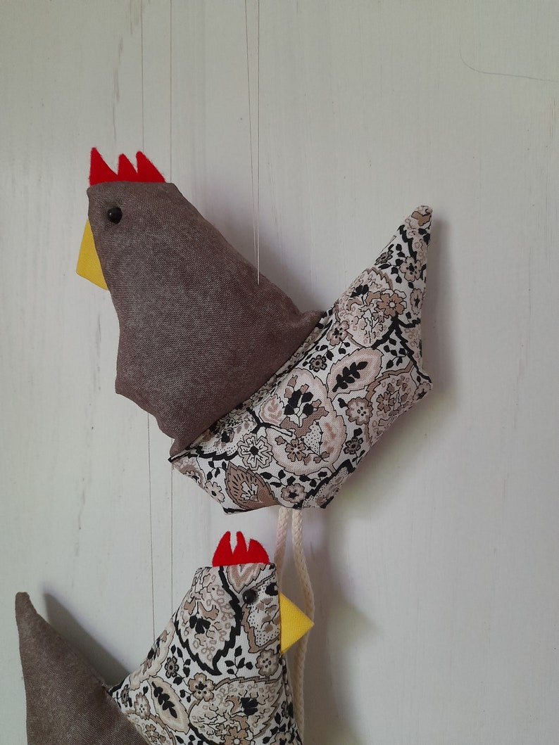 Window decoration chicken fabric brown beige image 2