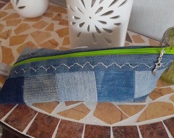 Utensilo Faulenzer Pencil Box Jeans upcycling blue green