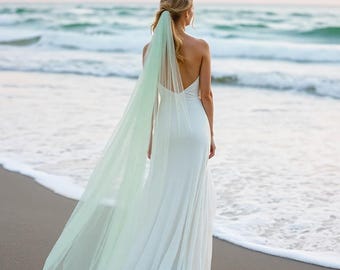 Welon ślubny w kolorze akwamaryny