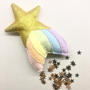 Shooting star wall decoration, pastel rainbow decoration, classic rainbow decor, nursery wall decor