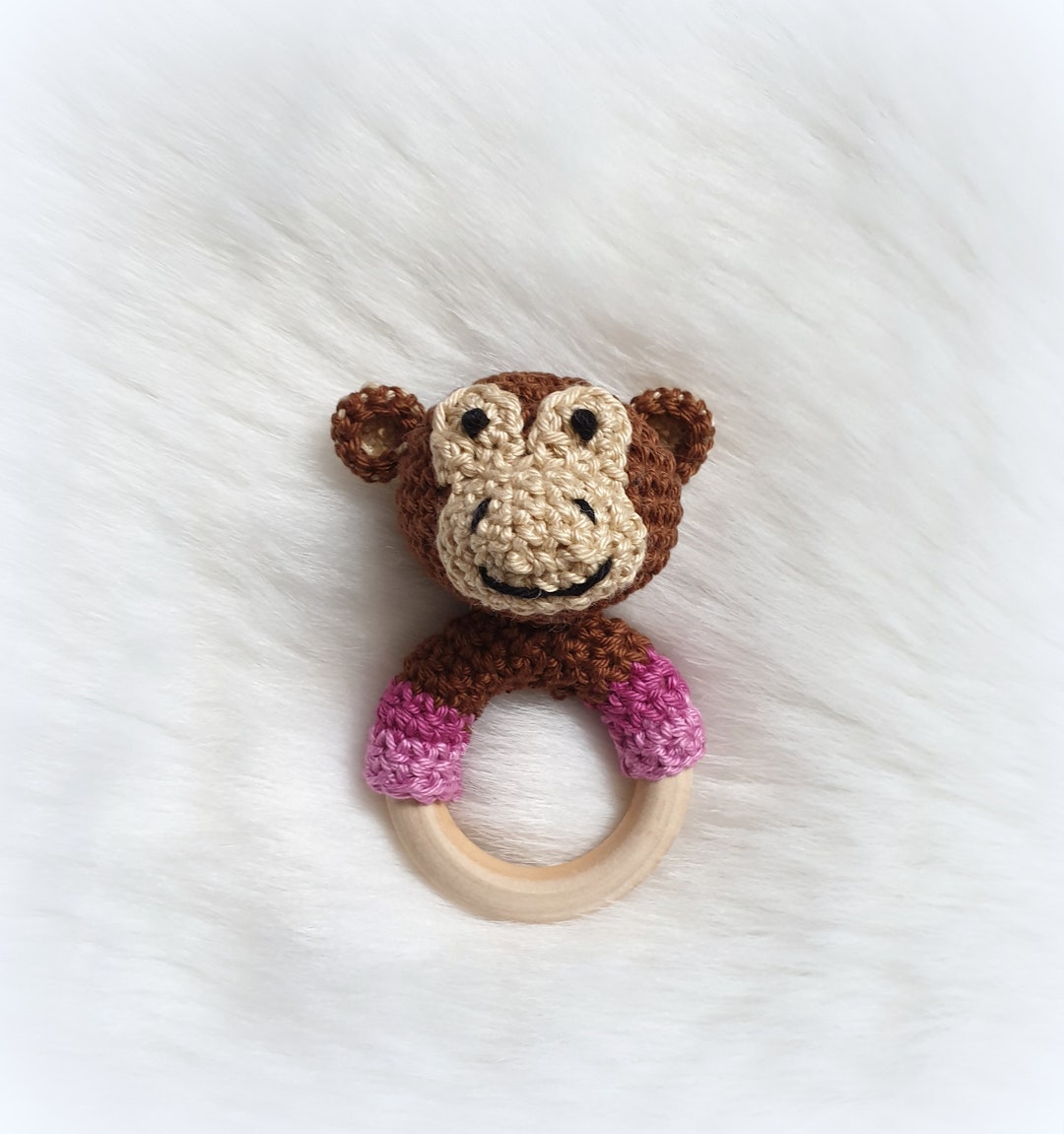 Monkey Ball Rattle Crocheted Grasping Toy Baby Rattle Monkey - Etsy
