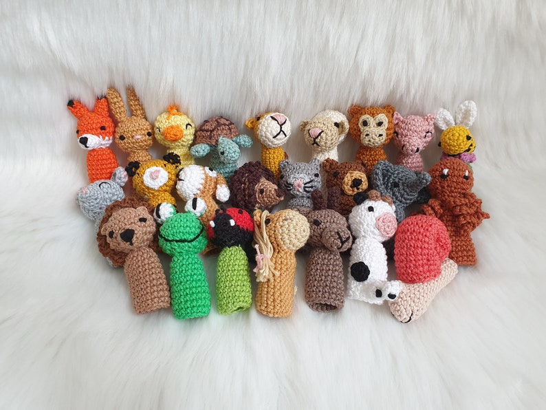 Crocheted finger puppets animal motifs handmade 1 piece image 1