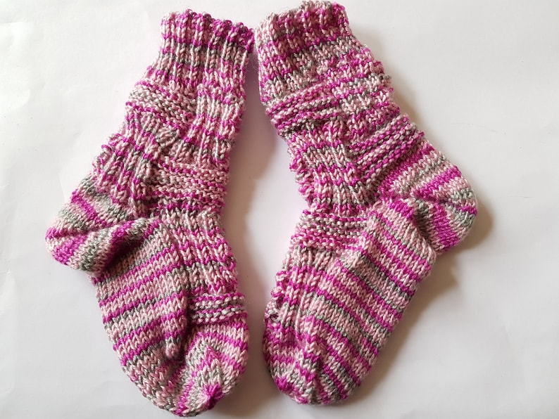 23 24 pink pink colorful children/'s socks hand knitted