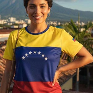 Venezuela Flagge Unisex Sport Jersey, Venezolanisches Stolz-Shirt, Tricolor Amarillo Azul y Rojo Geschenk für Venezolaner