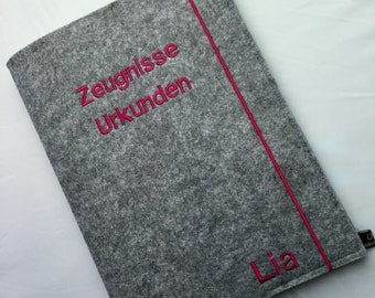 Personalisierte Zeugnismappe Urkundenmappe aus Filz