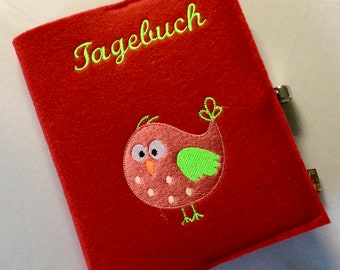 Personalisiertes Tagebuch,,Vogel,,mit Schloß