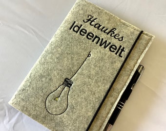 Notizbuch A5 mit Stifthalter personalisiert