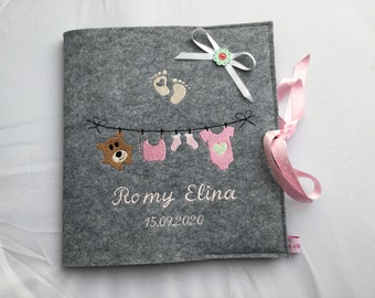 Baby-Tagebuch, Babyalbum  aus Filz, personalisiert