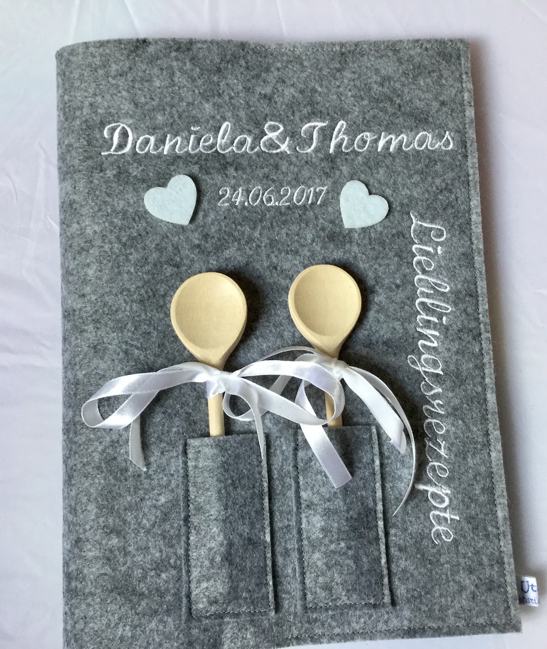 Rezeptbuch zur Hochzeit aus Filz personalisiert,Kochbuch Etsy España