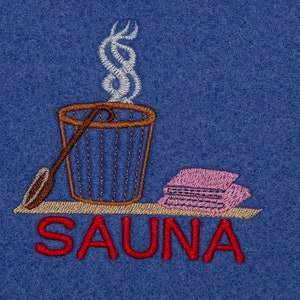 Pure Sauna Embroidery Design - 14 x 14 Frame - Wellness Embroidery Motifs, Sauna Embroidery, Digital Embroidery File, Needle Painting, Digital File