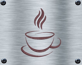 Stickdatei Kaffeetasse - 10 x 10 Rahmen - Küchen Stickmotive, Geschirr Stickerei, digitale Stickdatei, Nadelmalerei, digitale Datei