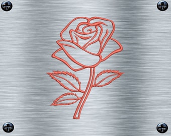 Stickdatei Rose kurz - 14 x 14 Rahmen - Botanische Stickmotive, Blumenstickerei, digitale Stickdatei, Nadelmalerei, digitale Datei