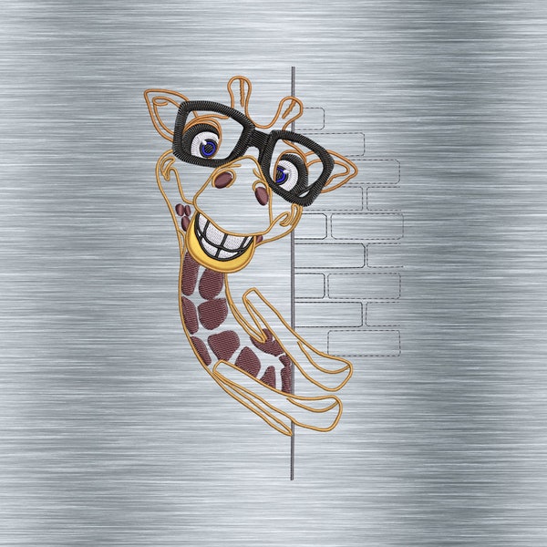 Embroidery File Laughing Giraffe- 13 x 18 Frames – Africa Animals, Desert Animals, Steppe Animal Embroidery Motif, Digital Embroidery File, Needle Painting