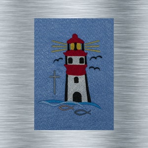 Embroidery file lighthouse with cross 10 x 13 frames church embroidery motifs, praise motifs, digital embroidery file, needle painting image 2